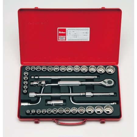 Ko-Ken Socket set 12 Point 38 pieces 1/2 Sq. Drive, 4238AM 4238AM